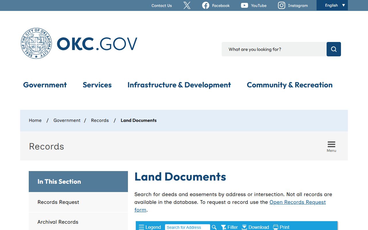 Oklahoma City land documents portal for deed records search