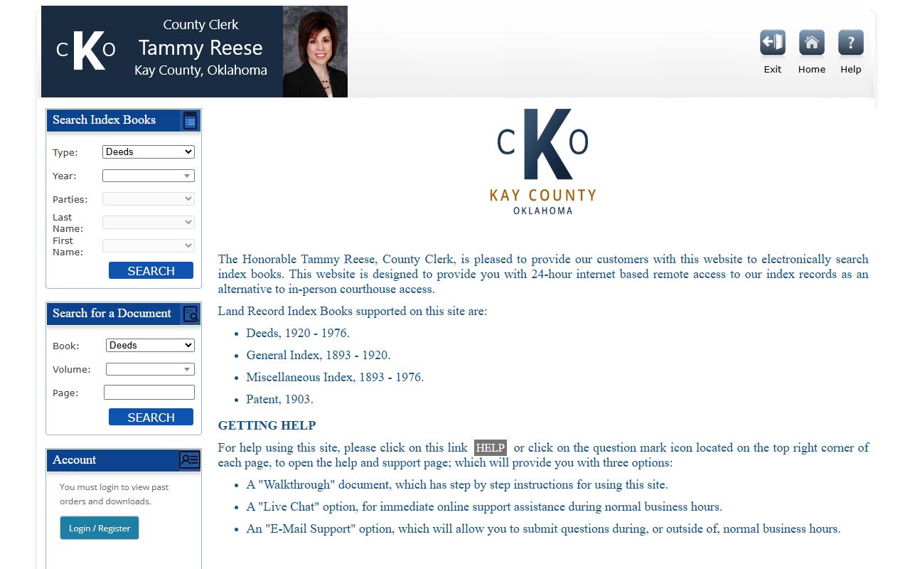 Kofile Quick Links for Kay County deed records search