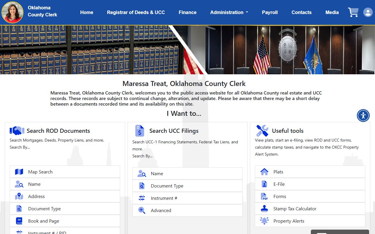 Oklahoma County OKCC.online portal for Edmond deed records search