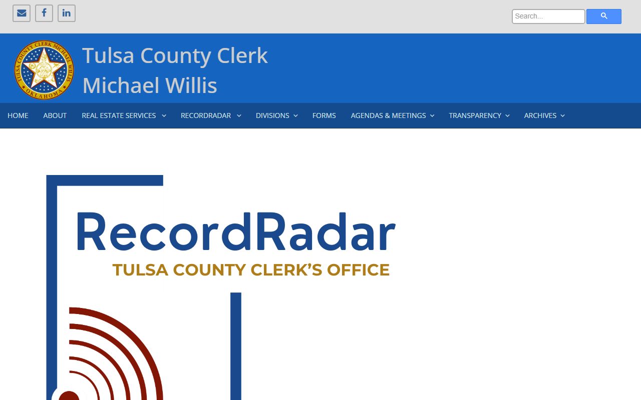 Tulsa County RecordRadar signup page for deed records search