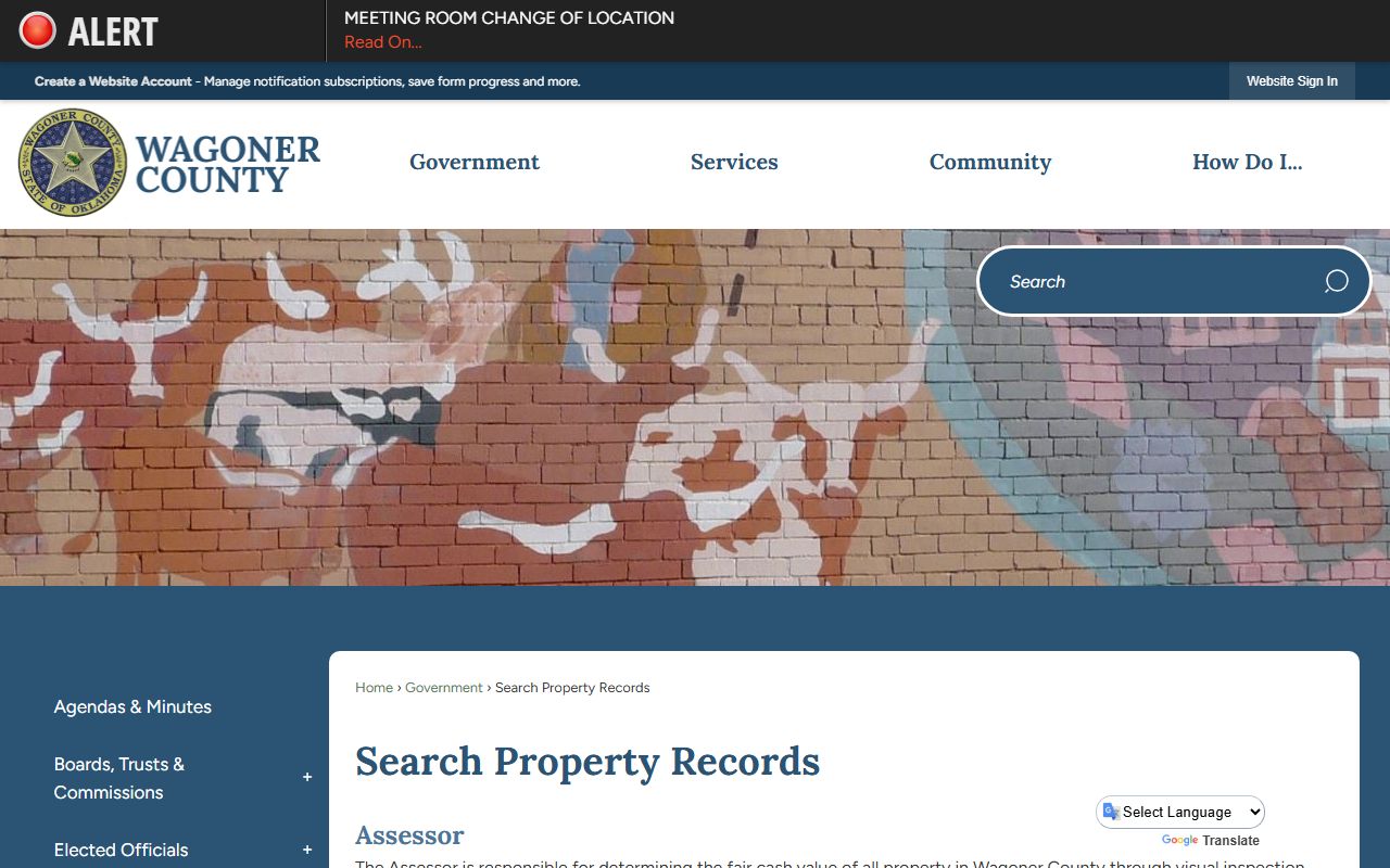 Wagoner County property records search page for deed records