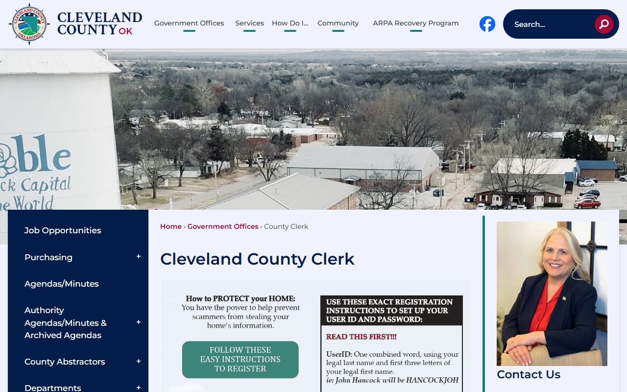 Cleveland County Clerk page for Oklahoma deed records