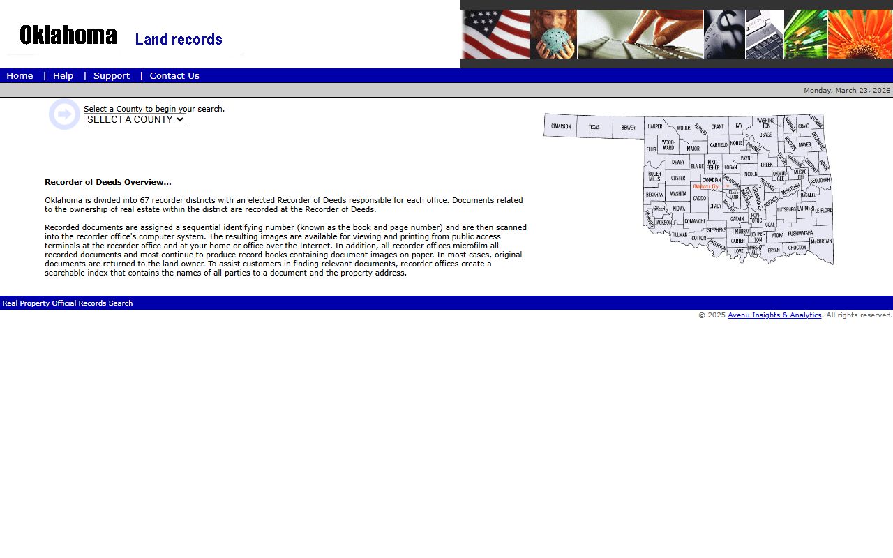 USLandRecords Oklahoma deed records search page